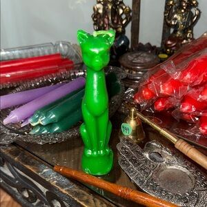 Green Cat-Shaped Candle